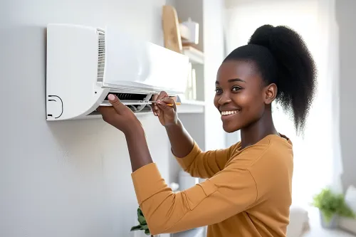 Climatiseur encrassé, symbole de mauvaise performance énergétique.