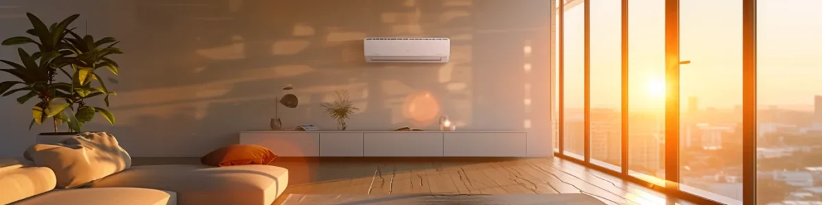 Climatiseur réversible installé dans un salon